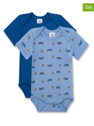 Sanetta 2-delige set: rompers lichtblauw/donkerblauw