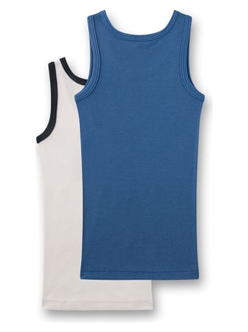 Sanetta 2-delige set: onderhemden wit/blauw