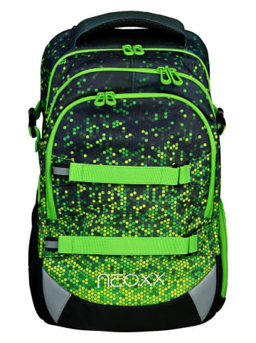 neoxx Tornister "Pixel in my mind" w kolorze zielono-czarnym - 31 x 45,5 x 24 cm