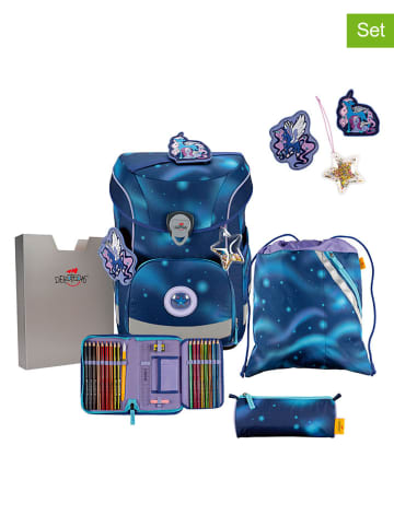 DerDieDas 6tlg. Schulranzen-Set "ErgoFlex Easy Set" in Dunkelblau - (B)28 x (H)39 x (T)24 cm