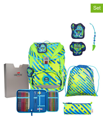 DerDieDas 6tlg. Schulranzen-Set "ErgoFlex NEON Set" in Grün - (B)28 x (H)38 x (T)25 cm