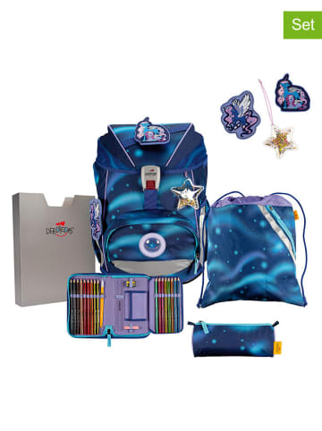 DerDieDas 6tlg. Schulranzen-Set "ErgoFlex Set" in Dunkelblau - (B)28 x (H)38 x (T)25 cm
