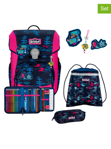 Scout 5tlg. Schulranzen-Set "Neo Set" in Dunkelblau - (B)30 x (H)38 x (T)27 cm