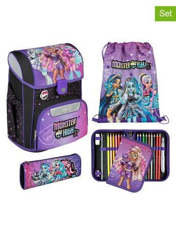 SCOOLI 5tlg. Schulranzen-Set "Monster High" in Lila/ Schwarz