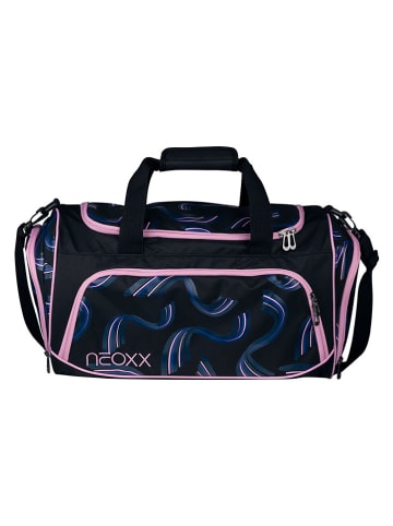 neoxx Torba sportowa "Hello Wave" w kolorze czarno-jasnoróżowym - 43,5 x 26 x 24 cm