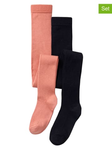 vertbaudet 2er-Set: Strumpfhosen in Rosa/ Schwarz