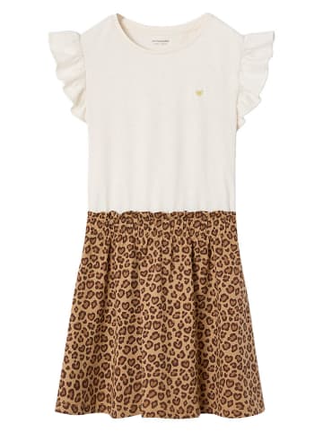 vertbaudet Jurk wit/lichtbruin