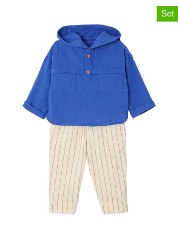 vertbaudet 2tlg. Outfit in Creme/ Blau