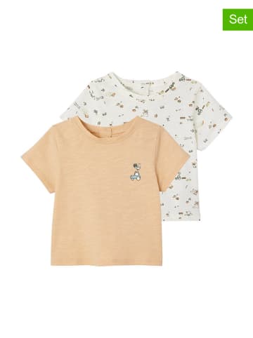 vertbaudet 2-delige set: shirts crème/oranje
