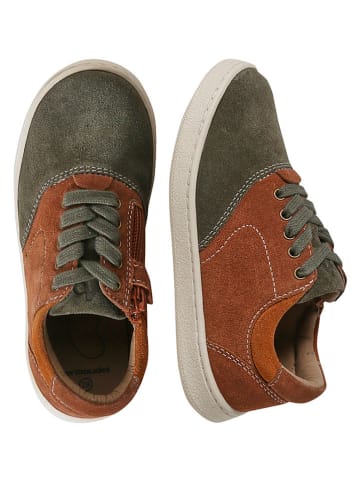 vertbaudet Leder-Sneakers ''Cambridge Derby'' in Khaki/ Hellbraun