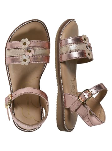 vertbaudet Leren sandalen beige/roségoudkleurig