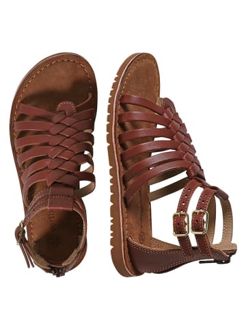 vertbaudet Leder-Sandalen in Braun