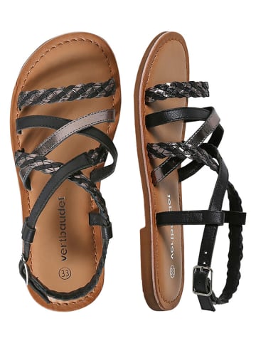 vertbaudet Leder-Sandalen in Schwarz