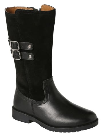 vertbaudet Leder-Stiefel in Schwarz