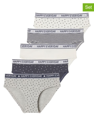 vertbaudet 5er-Set: Slips in Grau/ Weiß