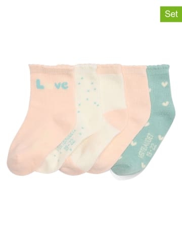 vertbaudet 5er-Set: Socken in Rosa/ Weiß/ Grün