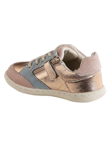 vertbaudet Leren sneakers goudkleurig/blauw