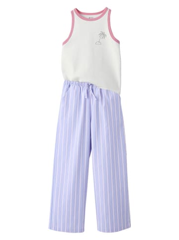vertbaudet 2er-Set: Pyjamas in Rosa/ Lila/ Creme
