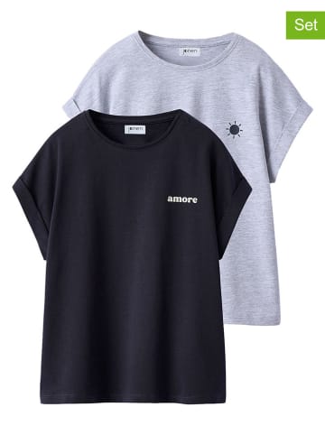 vertbaudet 2er-Set: Shirt in Blau/ Grau