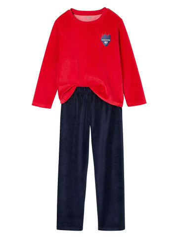 vertbaudet 2-delige set: pyjama's rood/grijs/donkerblauw