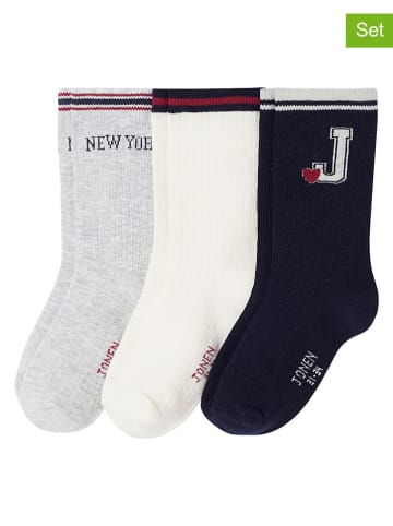 vertbaudet 3-delige set: sokken wit/grijs/donkerblauw