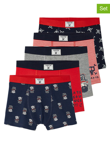 vertbaudet 5-delige set: boxershorts rood/donkerblauw