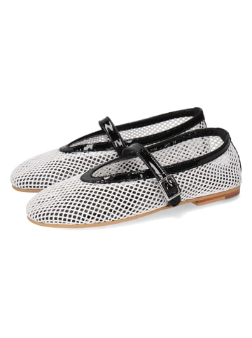 MELVIN & HAMILTON Leren ballerina's wit/zwart