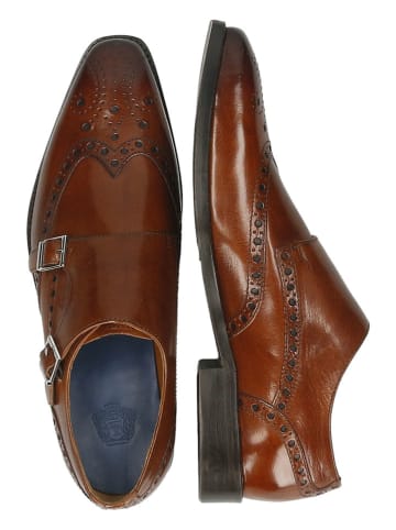 MELVIN & HAMILTON Leren monkstraps "Martin 2" lichtbruin