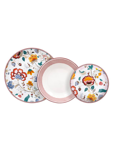 Tognana 18-delige serviesset "Moon Kimono" wit/geel/rood