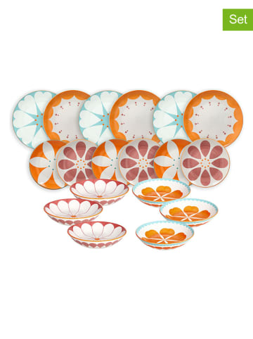 Tognana 18tlg. Tafelservice "Moon Madame" in Orange/ Mint