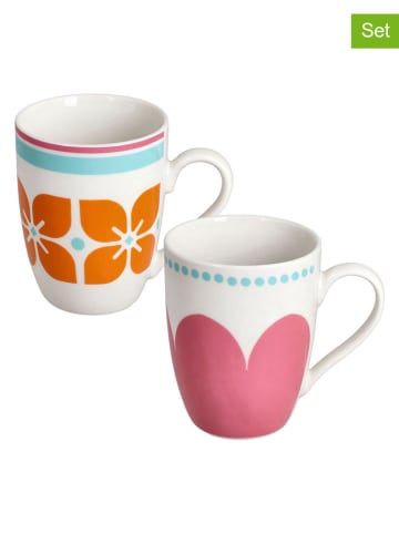 Tognana 2-delige set: koppen "New Milk & Coffee" roze/oranje - 360 ml