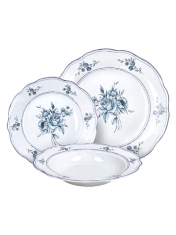 Tognana 18tlg. Tafelservice ''Heritage Florals'' in Weiß/ Blau