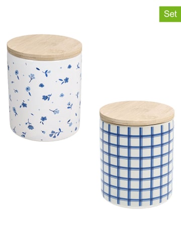 Tognana 2er-Set: Voorraadpot "Dolce Casa Cottage" blauw/wit - 460 ml