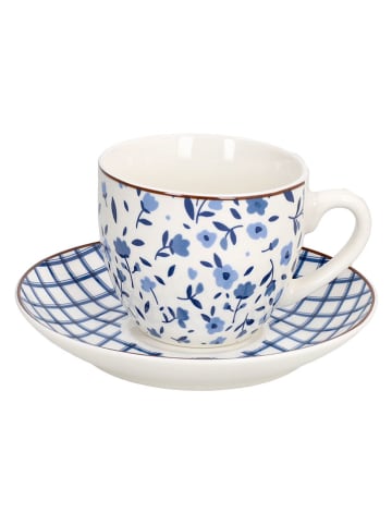 Tognana 6er-Set: Teetassen "Iris Cottage" in Weiß/ Blau - 200 ml