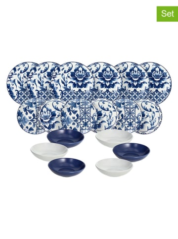 Tognana 18tlg. Tafelservice "Madison Ortigia" in Blau/ Weiß