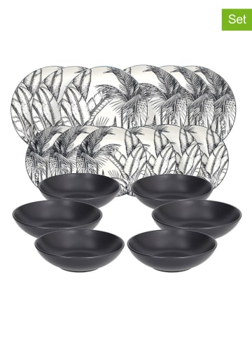 Tognana 18-delig tafelservies "Malindi" zwart/wit