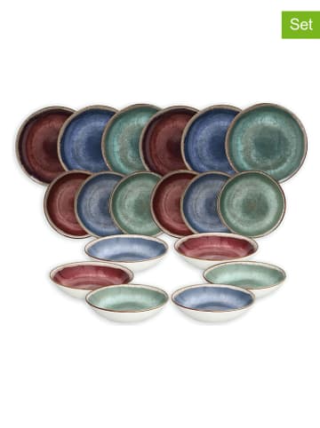 Tognana 18-delige serviesset "Moon Ibiza" bruin/blauw/groen