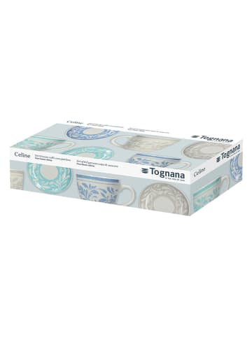 Tognana 6er-Set: Tassen "Iris Celine" in Blau/ Mint/ Beige - 80 ml