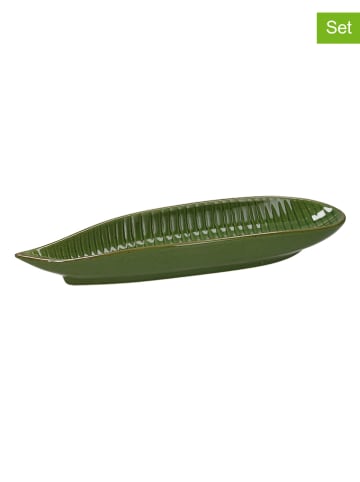 Tognana 6-delige set: kommen "Relief Zaira" groen - (B)26,5 x (H)7 x (D)3,5 cm