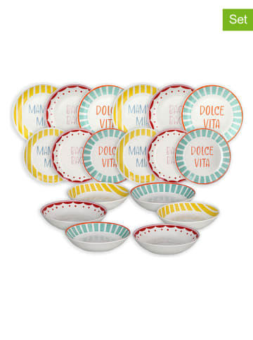 Tognana 18tlg. Tafelservice "Moon Viva L'italia" in Gelb/ Rot/ Mint