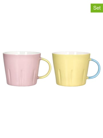 Andrea Fontebasso 1760 2er-Set: Jumbotassen ''New Milk'' in Gelb/ Rosa - 400 ml