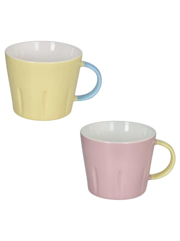 Andrea Fontebasso 1760 2-delige set: mokken "New Milk" geel/lichtroze - 400 ml