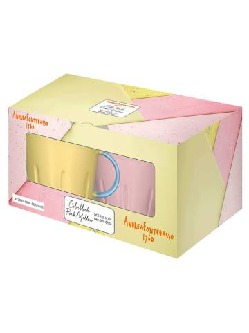 Andrea Fontebasso 1760 2er-Set: Jumbotassen ''New Milk'' in Gelb/ Rosa - 400 ml