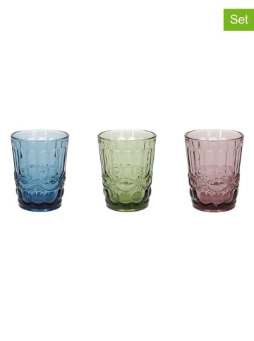 Tognana Szklanki (3 szt.) "Madame" w kolorze zielono-jasnoróżowo-niebieskim - 230 ml