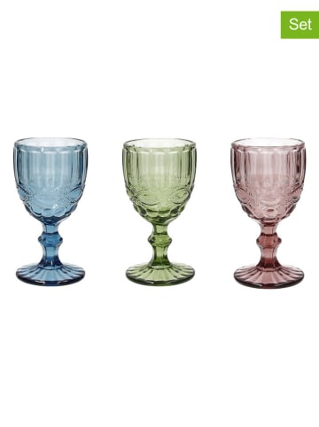Tognana Szklanki (3 szt.) "Madame" w kolorze zielono-jasnoróżowo-niebieskim - 260 ml