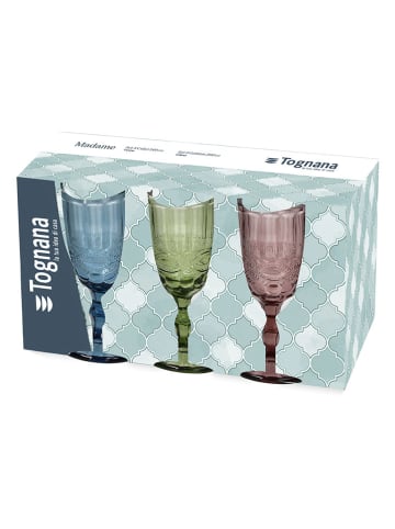 Tognana Szklanki (3 szt.) "Madame" w kolorze zielono-jasnoróżowo-niebieskim - 260 ml