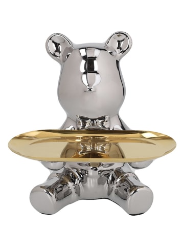 Tognana Dekotablett "Bear" in Silber/ Gold - (H)21 x  Ø 18 cm