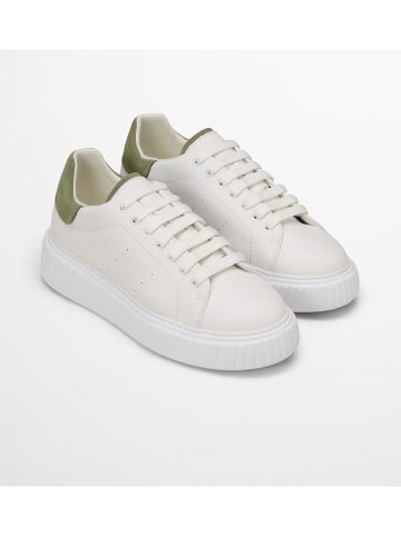 Marc O'Polo Shoes Leren sneakers wit/kaki
