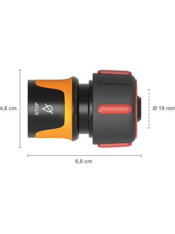 Fiskars Slangkoppeling "CF QuHoseConnSTOP" zwart/oranje/rood