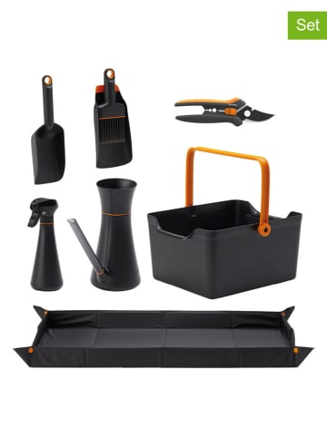 Fiskars 8tlg. Gartenwerkzeug-Set "Plant Care" in Schwarz/ Orange